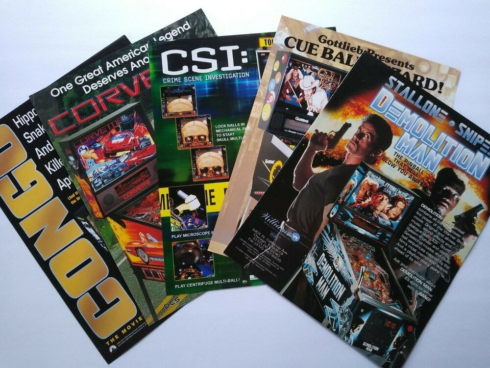 Pinball FLYERS Cue Ball Wizard Congo Corvette Demolition Man CSI
